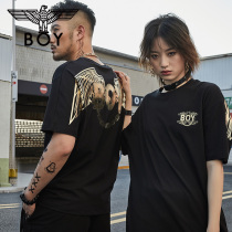 boylondon short sleeve women fashion hot stamping loose couple T-shirt B193NC100302
