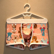 3 Ice Silk mens underwear summer ultra-thin silk breathable cartoon bear print boxer shorts head