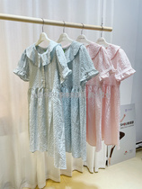 Aimei mommy 21 Summer Fresh plaid cotton doll collar loose cool pregnant woman short sleeve dress