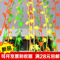 Kindergarten Fields Garden Hanging Accessories Hanging Accessories Elementary School Hallway Classrooms Maple Leaves Four Leaves Grass Willow Environments Decorate Green Leaves