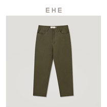  EHE mens spring and autumn new products retro army green loose and crisp cotton casual pants mens pants trend