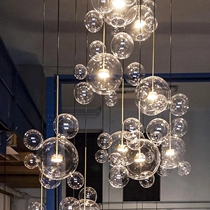 Italian designer creative bubble ball LED lamps Bar restaurant postmodern Mickey personality glass chandelier