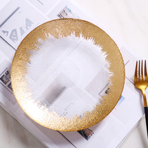 Phantom Golden Glass Plate Creative Phnom Penh Fruit Plate Pastry Plate Steak Western Plate Pad