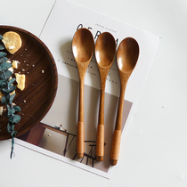 Motian Alley 22 5CM Long handle solid wood spoon Creative Tangle Wire Adult Eat Spoon Han Style Long Handle Spoon Wood Cutlery