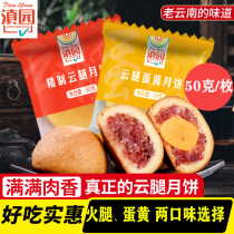 Dianyuan Mid-Autumn Cloud Legs Egg Yolk Ham Moon Cake 50 grams Yunnan specialty Xuanwei Ham Old-fashioned traditional pastry