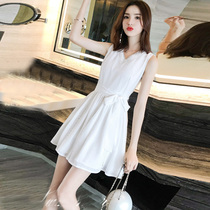 Fashion high-end chiffon dress women Summer belly French light luxury lace dress foreign style a small white skirt skirt