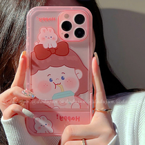 ins summer fresh milk tea girl applies iphone13 12promax apple 11 transparent mobile phone shell x xs cute cartoon xr new xsmax net red 8p