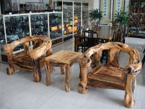 mu tan shi jia Thuja old material carving wood furniture luo quan yi furniture tai shi yi wood carving three-piece crafts