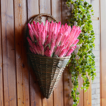 Original pure handmade natural straw weaving willow weaving pastoral wall hanging flower basket vase hanging basket rattan hanging ornament