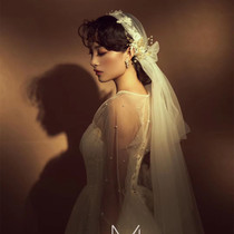 Meritocracy lace cap yarn shorts white butterfly knot soft yarn short hair bride wedding wedding photo write real head yarn