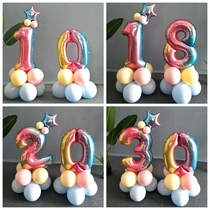 2021 New Year decoration birthday digital balloon column road lead 32 inch large baby childrens decoration background proposal