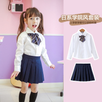 Girl white shirt jk uniform autumn jacket student Japanese long sleeve children Korean version of foreign long sleeve girl Cotton