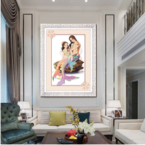 ABV Old three cross stitch Egyptian long staple cotton cotton precision printing warm cartoon character mermaid mother and daughter