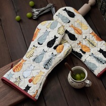 Multiple into extended baking insulation Gloves oven microwave anti-hot retro cat Rooster flower