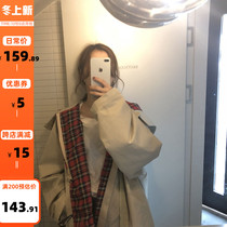 The smallest sea elina sea check drawstring hooded zipper jacket female Korean BF loose slim windbreaker