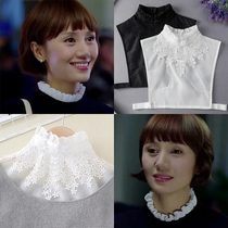 Versatile female snowflake collar false white 100 lap collar collar children autumn and winter sweater lining fake collar decoration