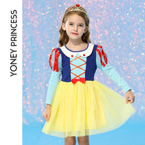 Yongli girl snow white princess dress 2021 autumn dress childrens dress big child foreign Spring Autumn plus velvet skirt
