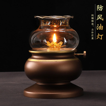 Pure copper for the Buddhas butter lamp Guanyin Buddha Former Changming lamp Buddha for lamp liquid windproof oil lamp retro household chaetheon lamp
