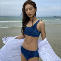 2021 new cow open back good-looking with chest pad boy fabric vest style split swimsuit sexy bikini swimsuit