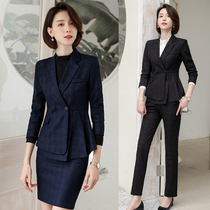 High-end professional suit female fashion president small suit plaid suit beauty salon temperament goddess fan overalls