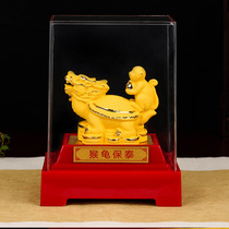 Monkey turtle Baotai velvet sand gold glaze ornaments 2021 ox year zodiac belongs to the rat personality mascot men and women decoration
