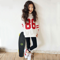 Girls Sweatshirt Spring and Autumn 2021 New Korean version of childrens long loose round neck foreign style printed coat