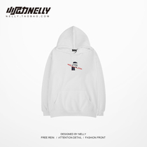Japanese fashion brand loose hooded white hip-hop sweater mens Korean version of the autumn couple street hoodie couple men and women