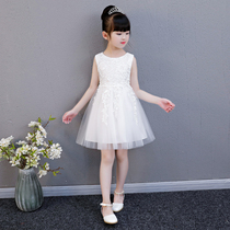 Girls princess dress summer lace childrens dress sixty-one dress puffy girl white gauze skirt skirt foreign atmosphere