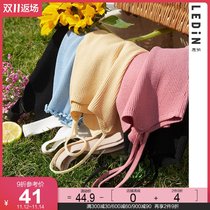 Lechi sweet wooden ear halter top 2020 Autumn new candy color inside v collar top coat Vest Women