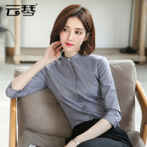 Gray shirt woman seven-member leads the vertical Han edition of the workwear work clothes half-sleeved white shirt