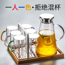 Glass home tropical bar transparent simple milk living room drinking water cup office green tea cup Family set