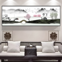 Landscape cross stitch 2021 new thread embroidery living room new Chinese landscape ink landscape painting peach blossom novice simple