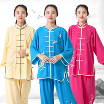 ci xiu hua cotton jia si tai ji fu female zhang duan xiu autumn short sleeve middle-aged martial arts practice table costumes