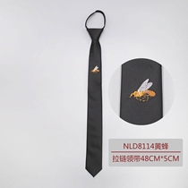 5CM Han edition narrow tie men British business black embroidery zipper lazy easy to pull tide casual gift box