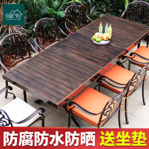 Outdoor table and chairs patio outdoor leisure open air garden aluminum alloy telescopic six-position waterproof sunscreen cast aluminum table and chairs