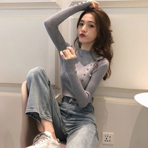 Semi-turtleneck sweater women thickened 2020 Western style autumn and winter new slim tight inner long-sleeved knitted base shirt women