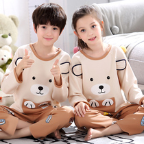 Pure cotton Girls pajamas Spring and autumn baby long sleeve boys pajamas Summer boys air conditioning home clothes suit baby bear