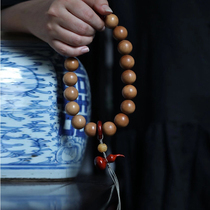 Laoshan sandalwood 20mm text play Buddha beads hand string hand-held beads design with small leaf rosewood gourd