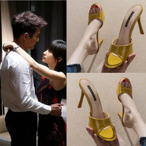 Cool slippers female outside wearing 2022 new Summer 100 lap high heels Heels Girl Finale Red Fashion Slippers Fairy Wind