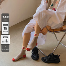 LET ME SEE autumn and winter cotton patch color striped color color cross socks childrens tide cotton socks spring and autumn thickened