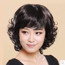 Middle-aged and elderly wigs really send mother Middle-aged lady short curly hair natural fluffy lifelike simulation with dome scalp