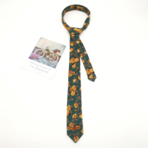 (Hand hit green floral) long polished cotton hand tie ins vintage girl tie with shirt male tide L