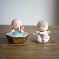 W1962 Outlet American Handmade Ceramic Big Head Angel Doll Cute Little Swing Piece Child Gift