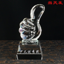  Creative synthetic crystal glass thumb trophy spot customized business gift company recognition award