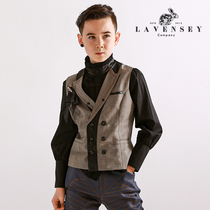 Boys  new double-breasted wind boy suit piano performance suit dress childrens suit horse clip vest 2021