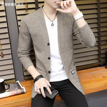 Sheep sweater cardio-hoodie Mens spring autumn season thin Korean version Trend handsome in the middle of a needle weaselwear outside the mens jacket tide