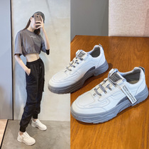 Tide Cards Little White Shoes Children Autumn Winter 2020 New Genuine Leather 100 Hitch Base Old Daddy Shoes Fashion Casual Sports Board Shoes