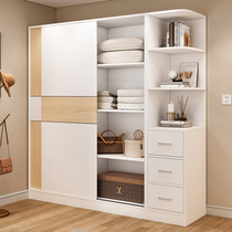 Wardrobe Sliding door Simple modern household assembly Bedroom Economical childrens simple rental room with plate wardrobe