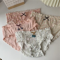 Japanese cute sweet girl cotton underwear summer student female cotton antibacterial breathable lace waist breifs