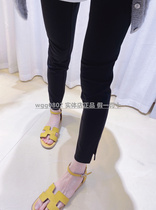 Pregnancy color 21 summer thin 360 non-trace underbelly small slit slim pregnant women nine overalls small black pants